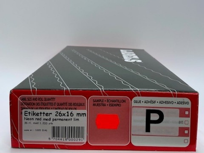Etiketter 26x16 neon orange perm. Wave 36 rl.