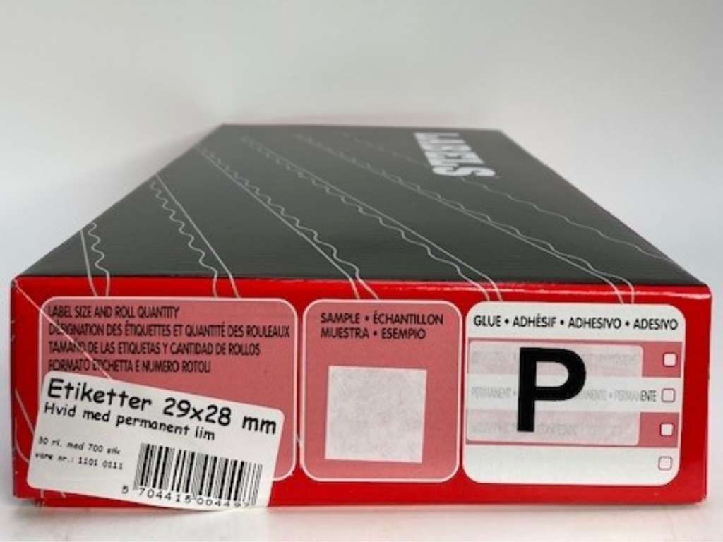 Etiketter 29x28 hvid permanent - 30 rl. m/ 700 stk