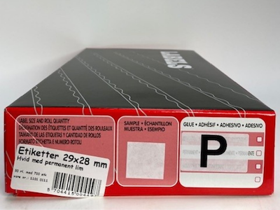 Etiketter 29x28 hvid permanent - 30 rl. m/ 700 stk