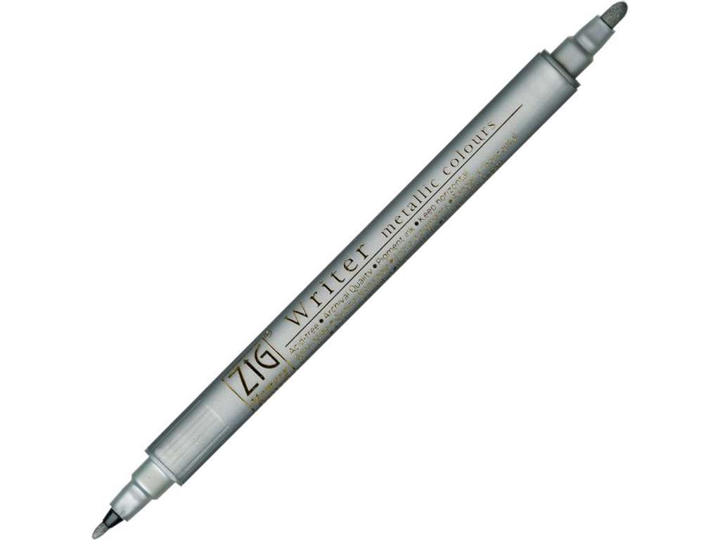 ZIG Metallic pen sølv med 2 spidser