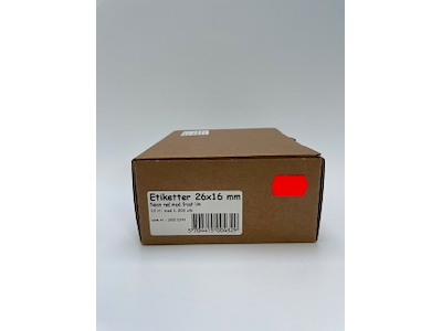 Etiketter 26x16 neon rød - m/ frostlim - 12 rl.