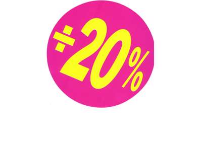 Sale labels ø20cm 2 20% 2 colours
