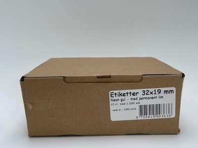Etiketter 32x19 neon gul permanent - 10 rl.