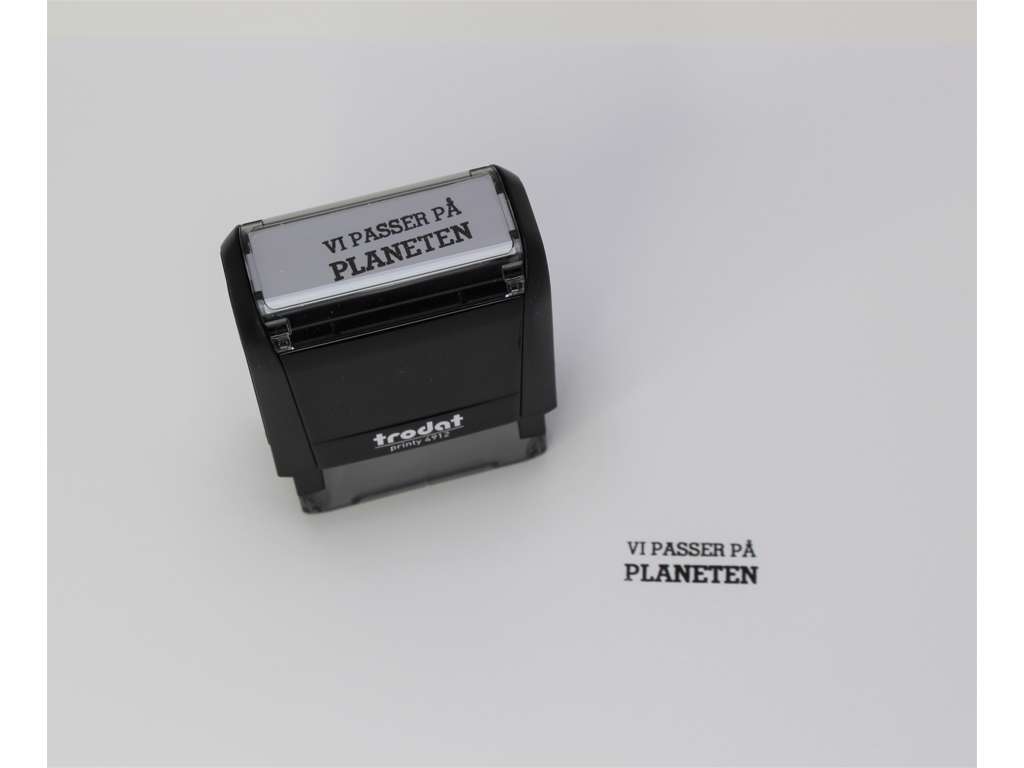 "Vi passer på planeten" stempel. Printy 4912