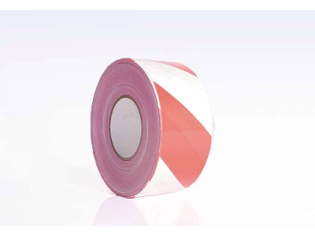 Warning tape red/white 75mmx500m