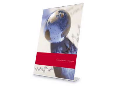 Brochure holder A4 L-shape slanted to table