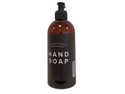 Hand soap 500ml in brown dispenser.
