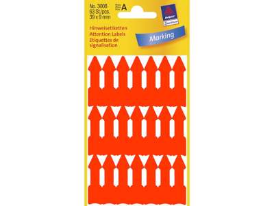 Avery label 3008 arrow neon orange 39x9mm