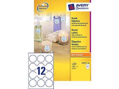  Avery round Ø60mm labels L3416-100