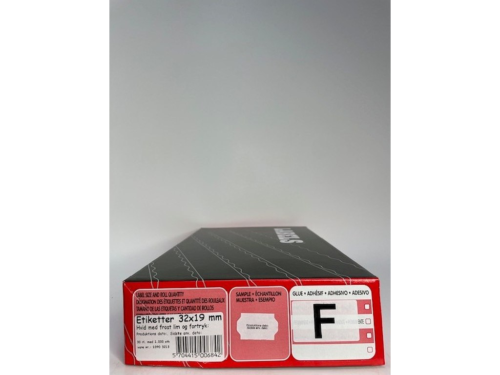 Etiketter 32x19 hvid m/ fortryk Produktionsdato - Sidset anv. dato m/frostlim - 30 rl. m/1.000 stk.