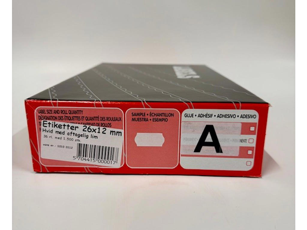 Etiketter 26x12mm hvid Aftagelig - 36 rl.