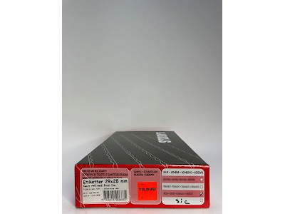 Etiketter 29x28 neon rød stk. Tilbud stk. m/frostlim - sikkerheds delt