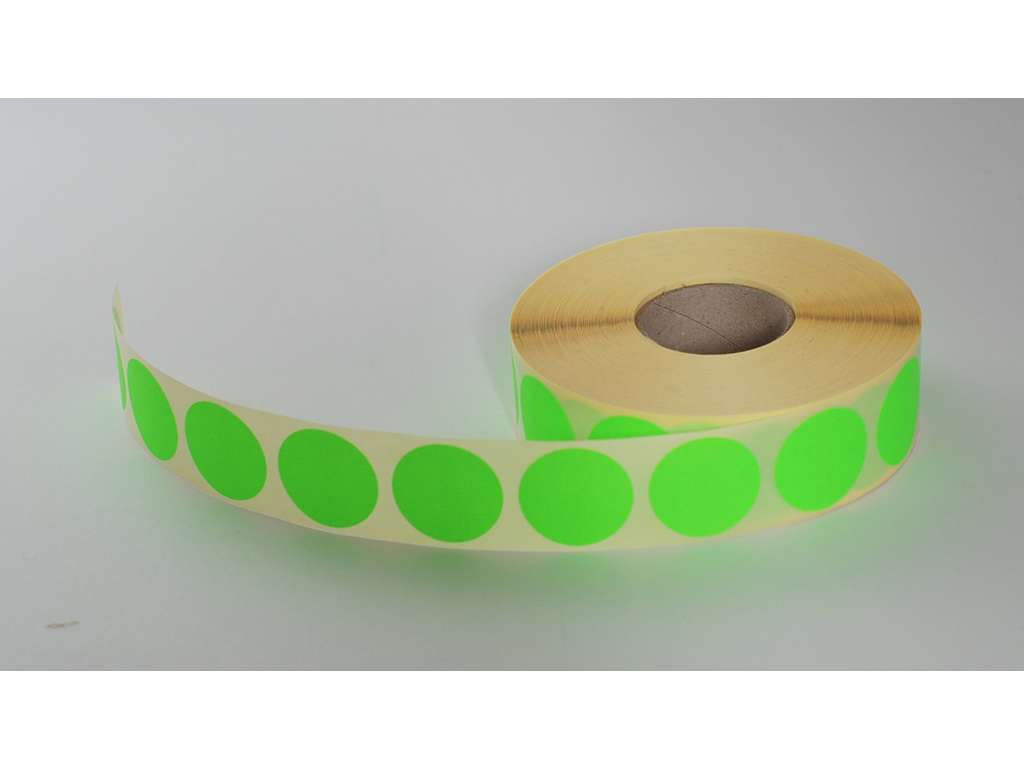 Etiketter Ø30mm grøn neon