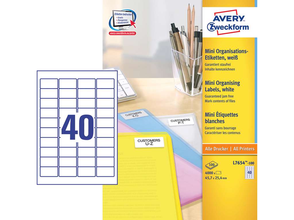 Avery Laser Label L7654-100