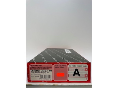 Etiketter 26x12 neon rød aftag. Wave 36 rl.