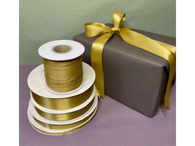 Silkebånd 25mm glat Golden Olive