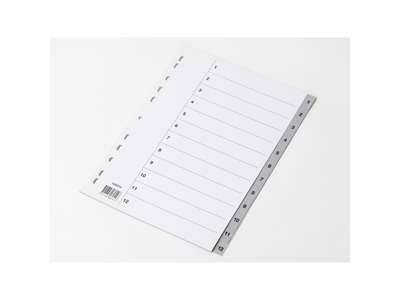 Plastregister A4 1-12 grå m/kartonforblad 