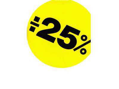 Udsalgsetiketter ø 20cm 25% gul