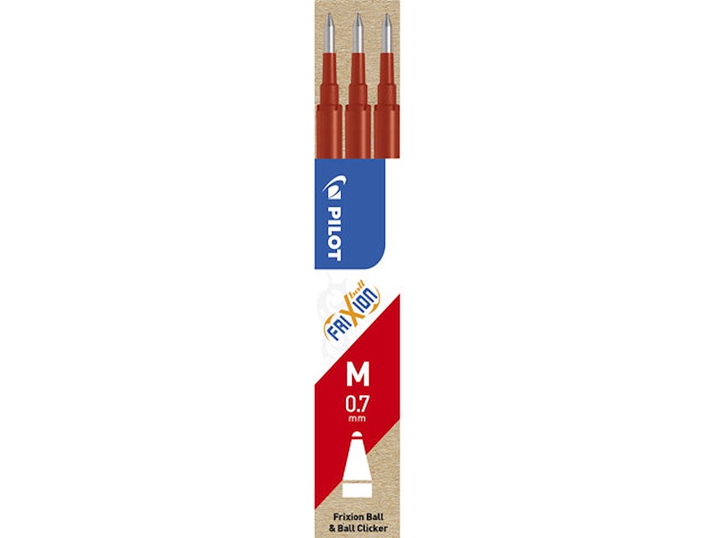 Refill til kuglepen Pilot Frixion rød 0,7 medium 3-pack