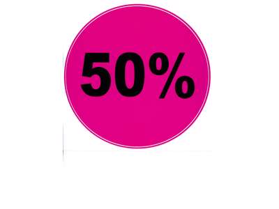 Sale labels ø 20cm 50% pink