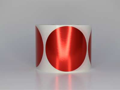 Etiketter Ø63mm i metallic rød - 500 stk. pr. rulle