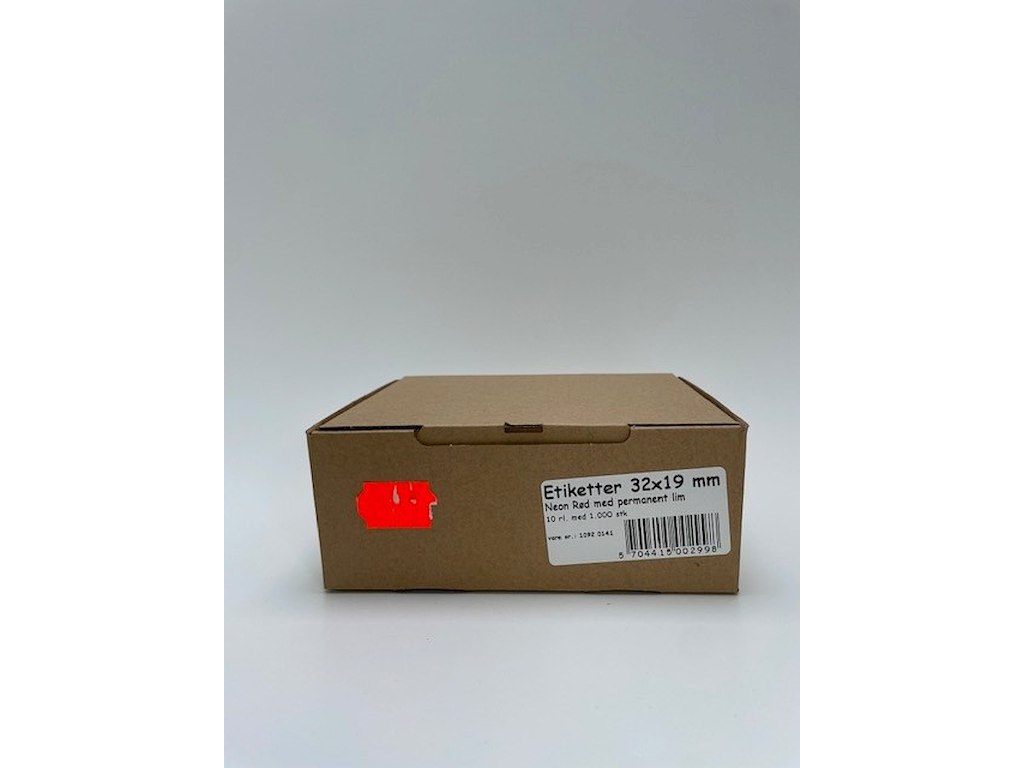 Etiketter 32x19 neon rød perm. Wave - 10 rl.
