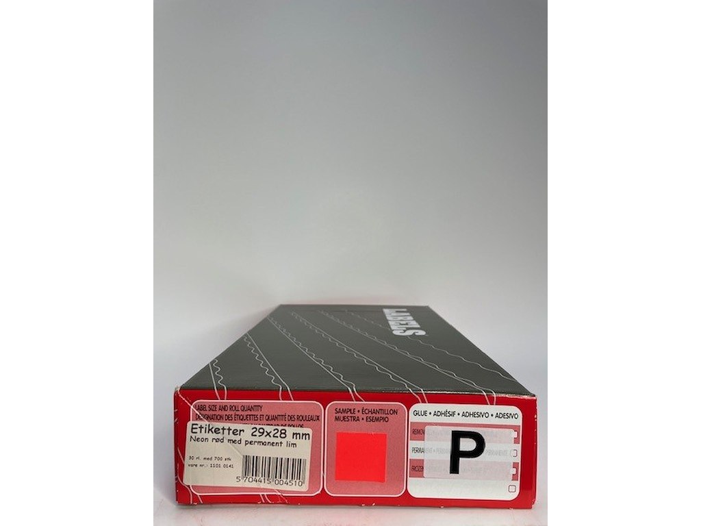 Etiketter 29x28 neon rød - perm - 30 rl.