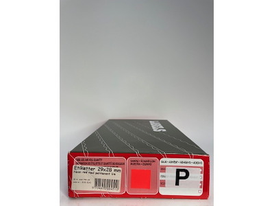 Etiketter 29x28 neon rød - perm - 30 rl.