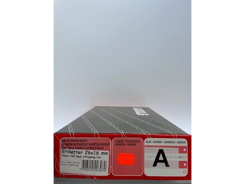 Etiketter 26x16 neon rød aftag. Wave 36 rl.