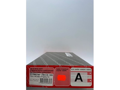 Etiketter 26x16 neon rød aftag. Wave 36 rl.