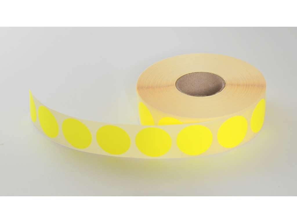 Etiketter Ø30mm gul neon