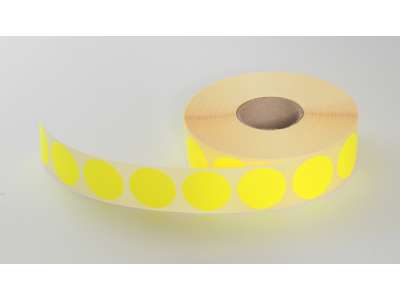 Etiketter Ø30mm gul neon