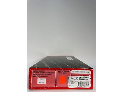 Etiketter 16x23mm neon rød - 50 rl. a' 1.000 stk.