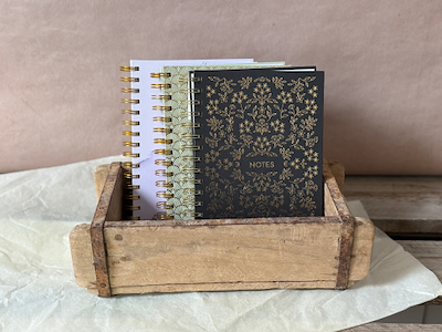 Notebook A5 Black Flower Spiral Binding