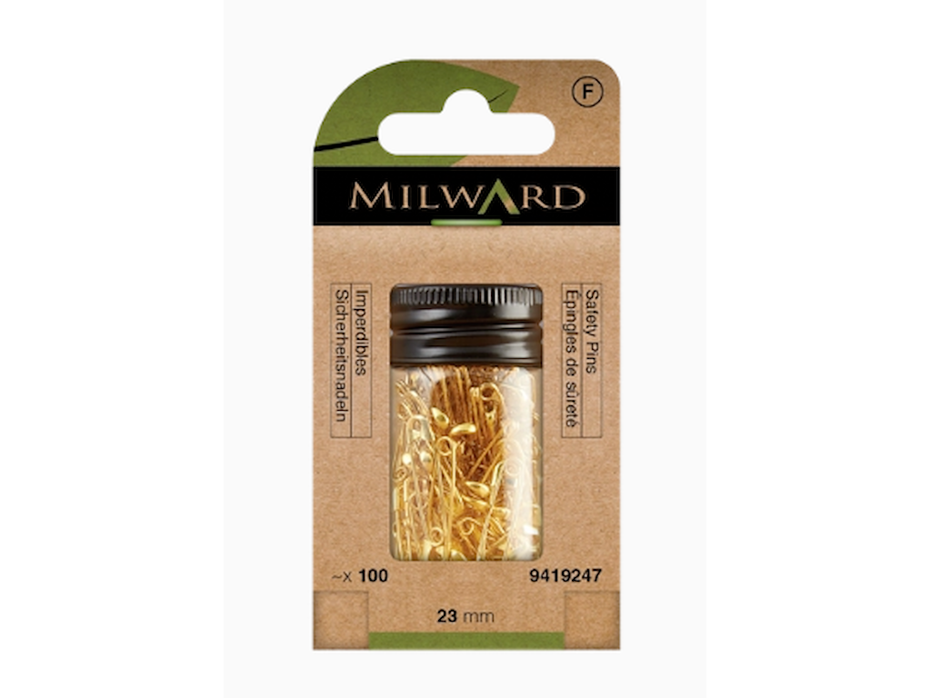 Milward sikkerhedsnåle messing 23mm 100 stk