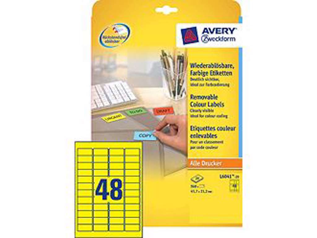 Avery etiketter L6041 gul