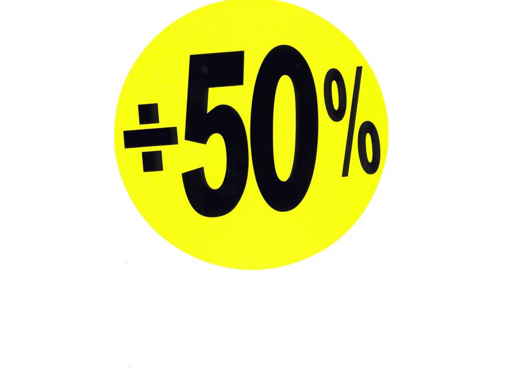 Udsalgsetiketter ø 20cm 50% gul