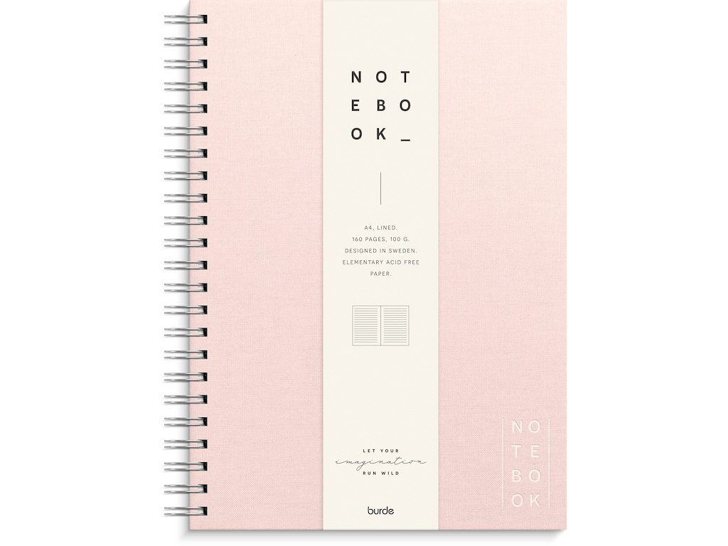 Notesbog A4 Rosa - Spiralryg