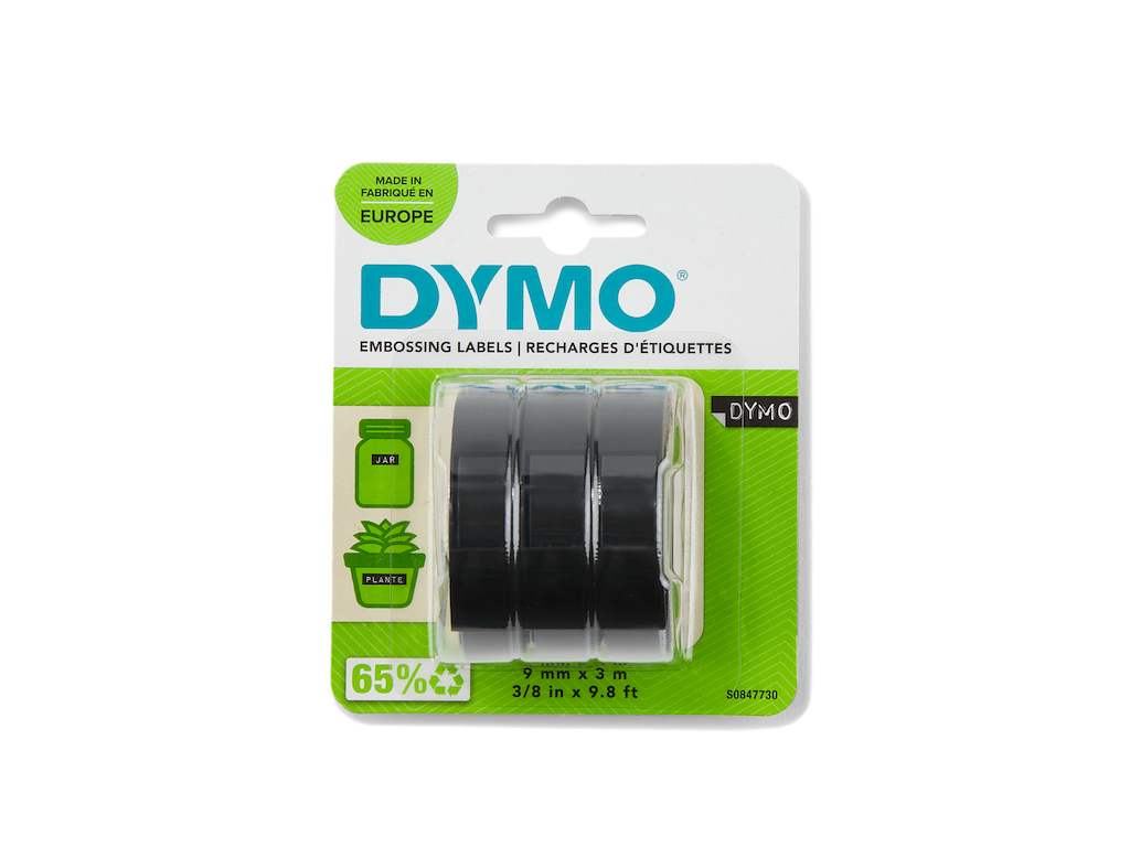 DYMO prægetape 3 rl á 9mm x 3m sort