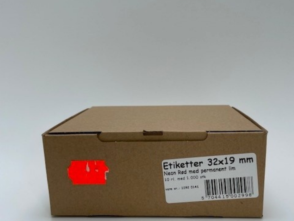 Etiketter 32x19 neon rød perm. Wave - 10 rl.