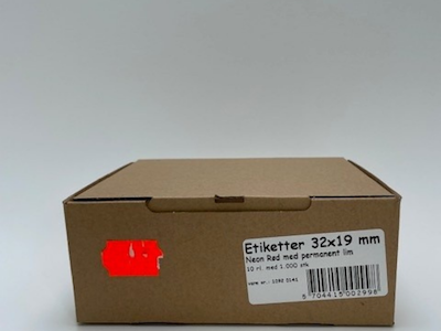 Etiketter 32x19 neon rød perm. Wave - 10 rl.