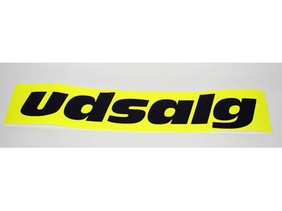 Udsalgsstreamer 30x100cm Gul m. sort tekst
