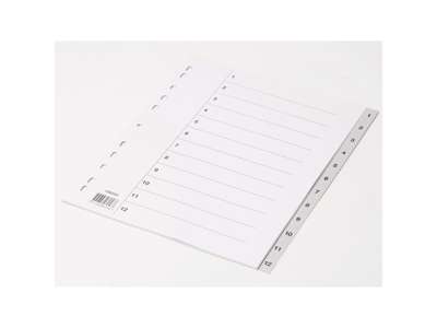 Plastregister grå A4 1-12 Maxi m/kartonforblad