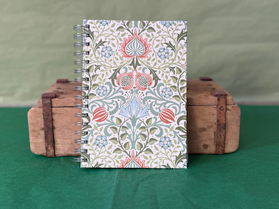 Notesbog A5 Blue/green flowers spiralryg