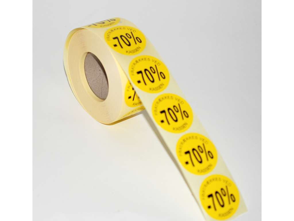 Etiketter ø36mm gul -70%