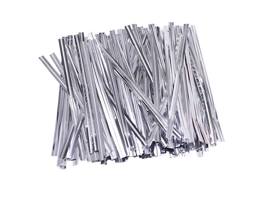 Twist ties 100mm sølv poselukker. 1000 stk. pr. pakke.