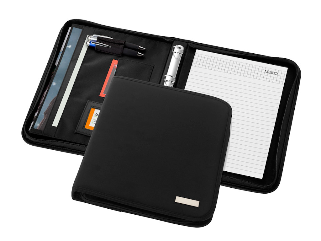 Konferencemappe Stanford A4 m/Lynlås Sort