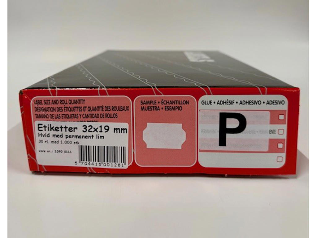 Labels 32x19mm white permanent 30 rolls