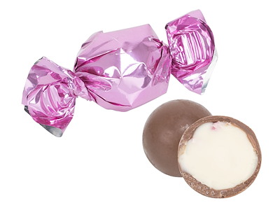 Chokoladekugler pink -  Jordbær 1kg