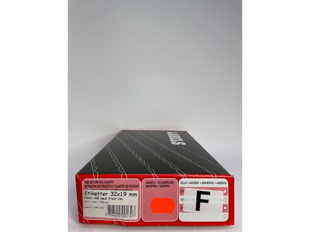 Etiketter 32x19 Wave neon rød frost 30 rl.